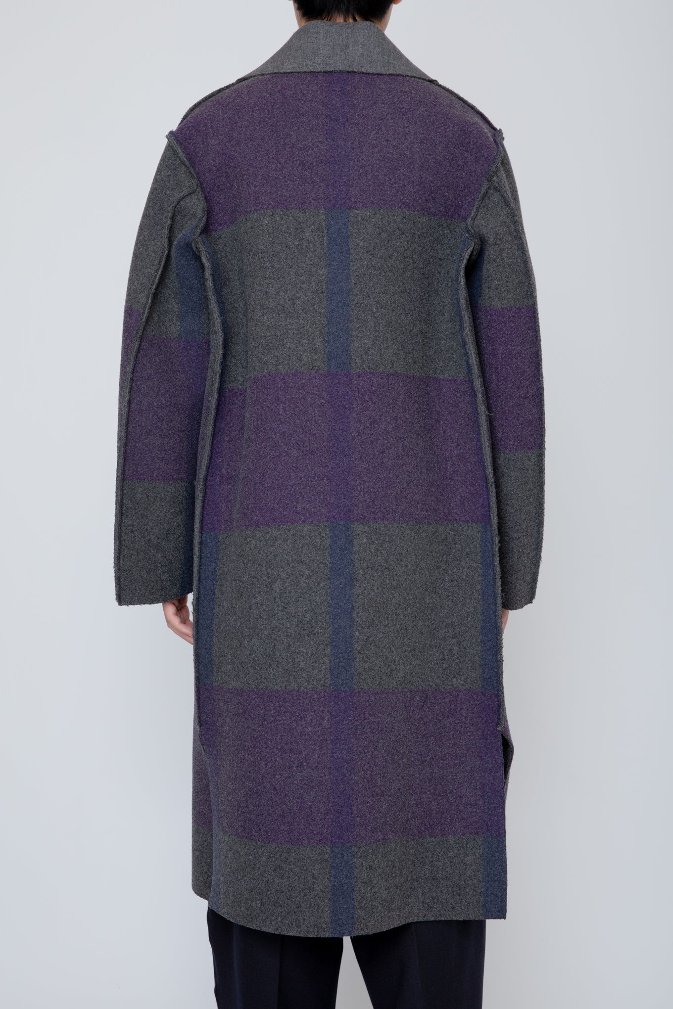 DOUBLE BREASTED MELTON COAT  / PURPLE MIX
