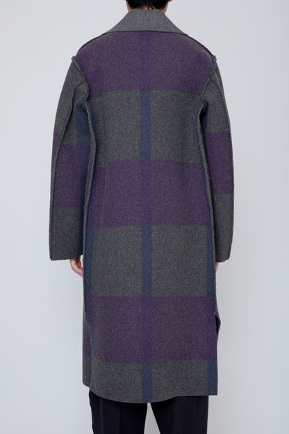DOUBLE BREASTED MELTON COAT  / PURPLE MIX