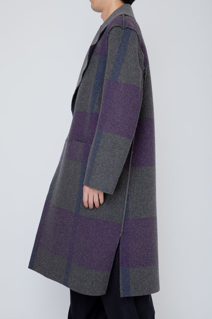 DOUBLE BREASTED MELTON COAT  / PURPLE MIX