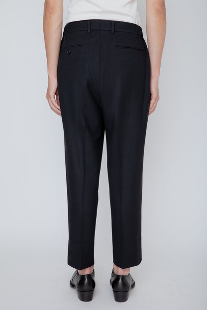 FRENCH TWILL SHIRRING TROUSERS / BLACK