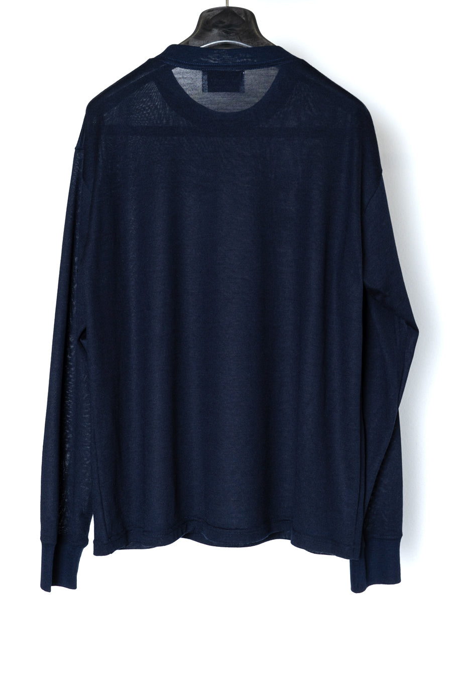 WASHABLE-WOOL CREW NECK SHIRT/NAVY – RAINMAKER KYOTO