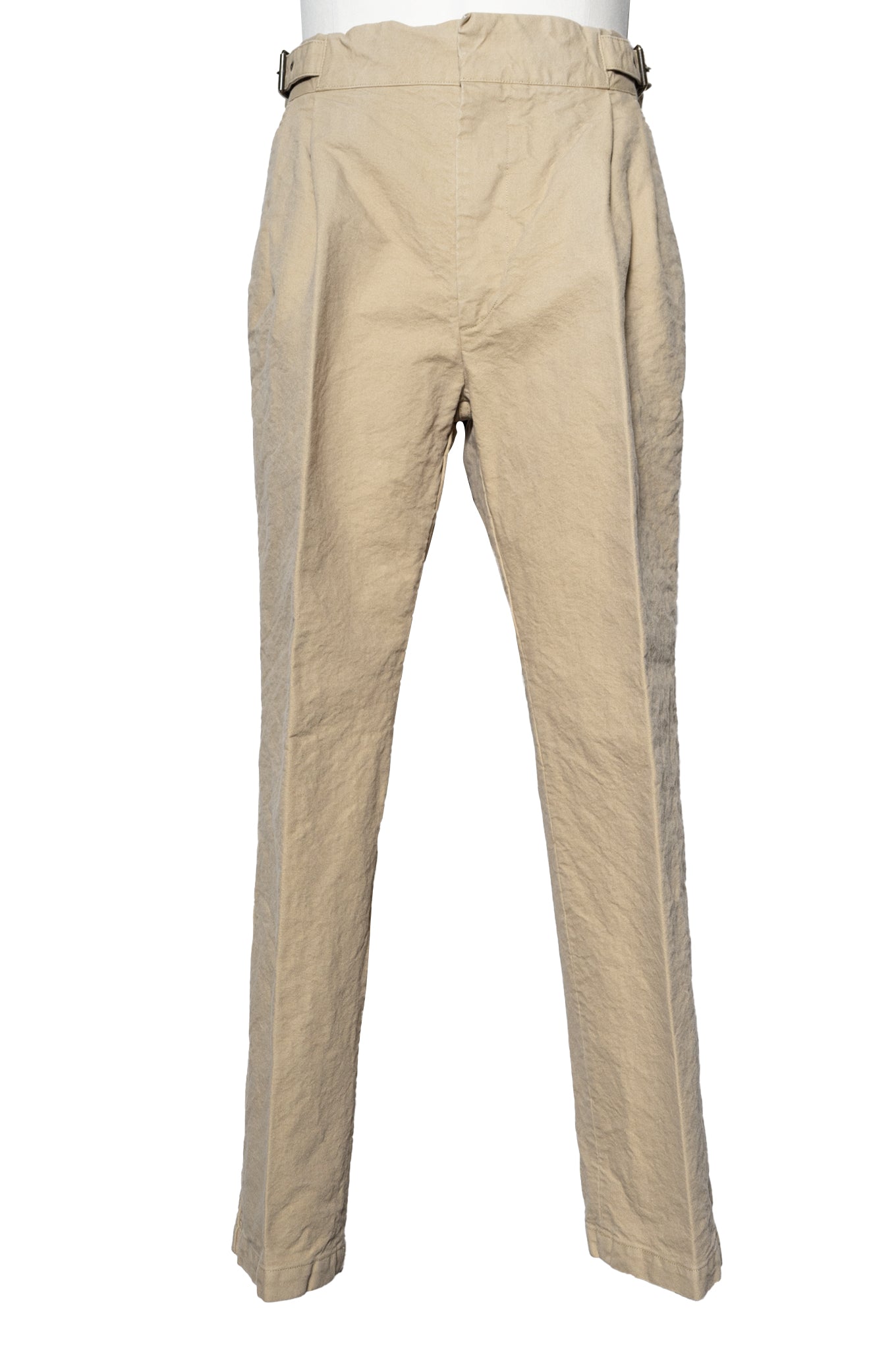 CANVAS SIDE BELTED WIDE TROUSERS/SAND BEIGE