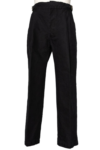 CANVAS SIDE BELTED WIDE TROUSERS/BLACK