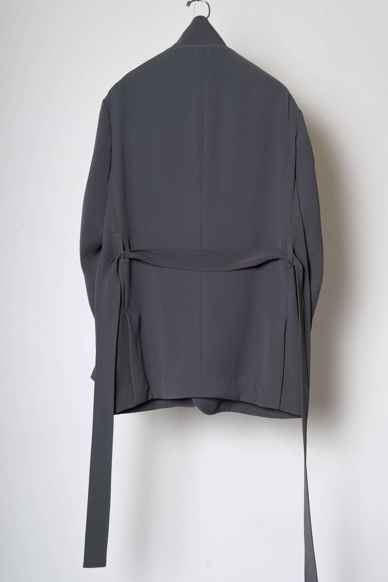 STAND UP SHAWL COLLAR JACKET / STEEL