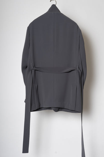 STAND UP SHAWL COLLAR JACKET / STEEL