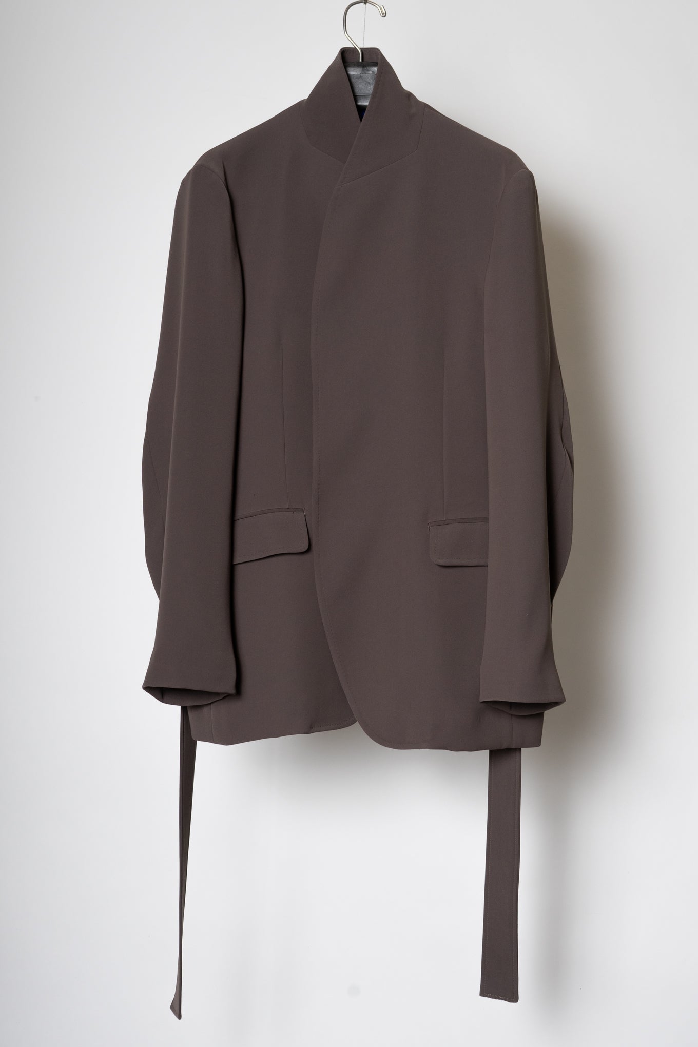 STAND UP SHAWL COLLAR JACKET / SEPIA