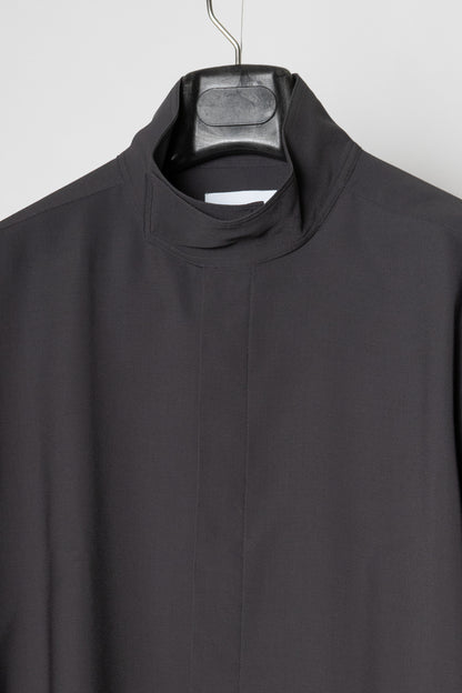 HIGH NECK COLLAR SHIRT / CHARCOAL