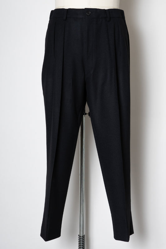 FRENCH TWILL SHIRRING TROUSERS / BLACK