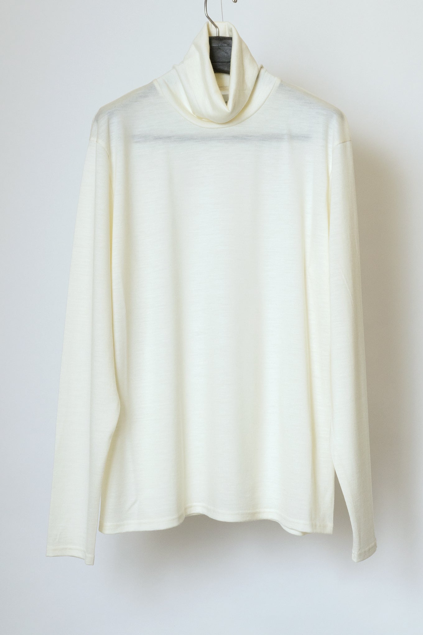 WASHABLE WOOL HIGH NECK SHIRT / OFF WHITE