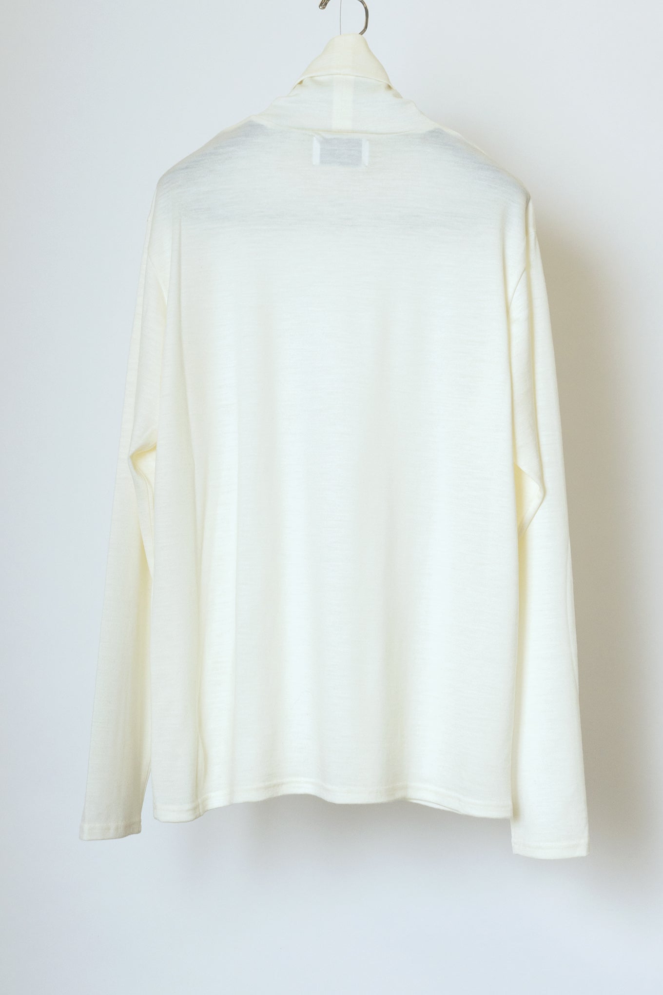 WASHABLE WOOL HIGH NECK SHIRT / OFF WHITE