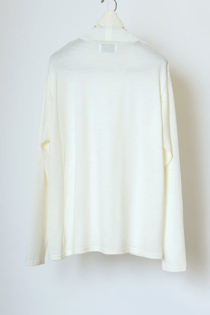 WASHABLE WOOL HIGH NECK SHIRT / OFF WHITE