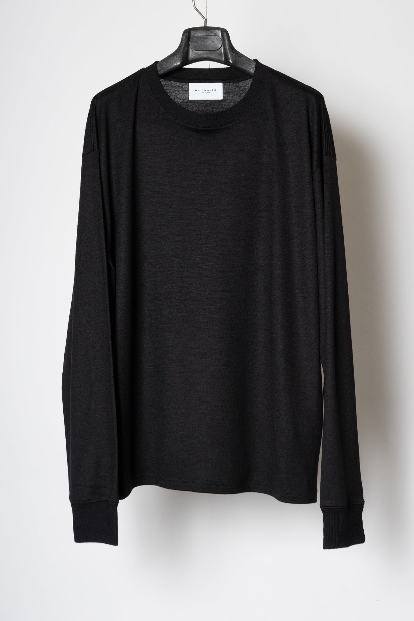 WASHABNE WOOL CREW NECK SHIRT / BLACK