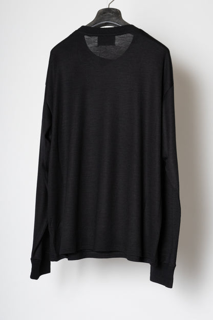 WASHABNE WOOL CREW NECK SHIRT / BLACK