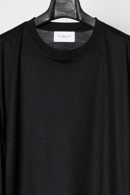 WASHABNE WOOL CREW NECK SHIRT / BLACK