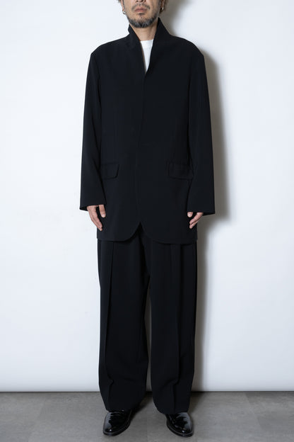 DOUBLE CLOTH SHAWL COLLAR LONG JACKET / BLACK