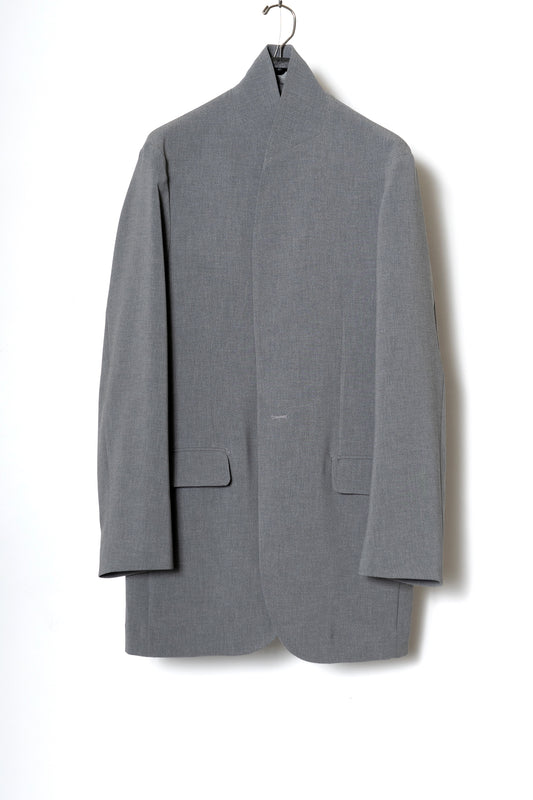 DOUBLE CLOTH SHAWL COLLAR LONG JACKET / PEARL GRAY