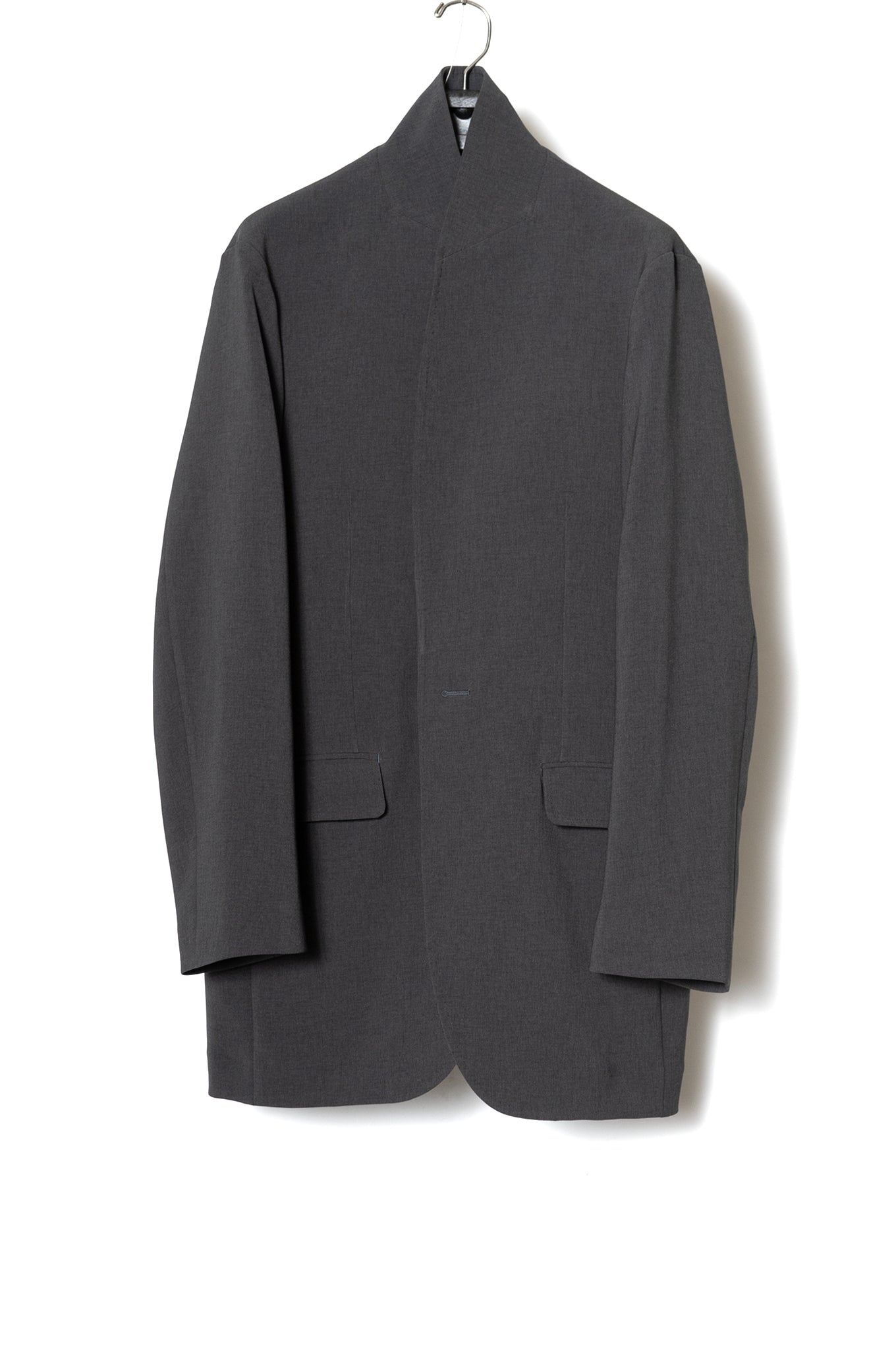 DOUBLE CLOTH SHAWL COLLAR LONG JACKET / SLATE GRAY