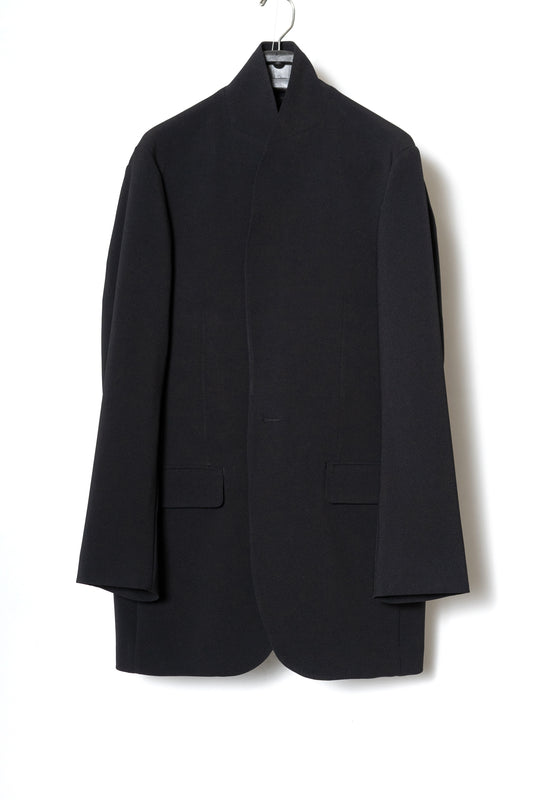 DOUBLE CLOTH SHAWL COLLAR LONG JACKET / BLACK