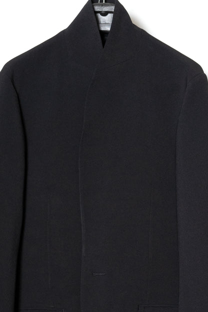 DOUBLE CLOTH SHAWL COLLAR LONG JACKET / BLACK