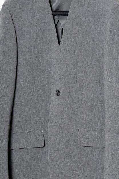 DOUBLE CLOTH NO COLLAR JACKET / PEARL GRAY