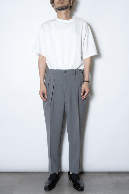 DOUBLE CLOTH SHIRRING TROUSERS / PEARL GRAY