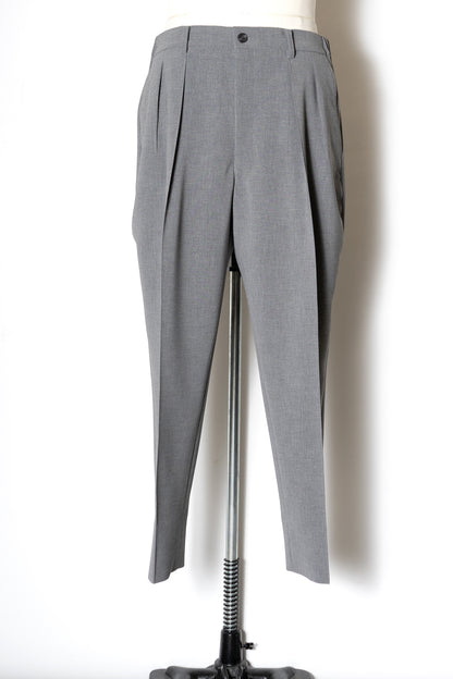 DOUBLE CLOTH SHIRRING TROUSERS / PEARL GRAY