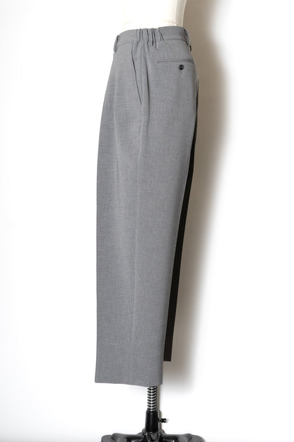 DOUBLE CLOTH SHIRRING TROUSERS / PEARL GRAY