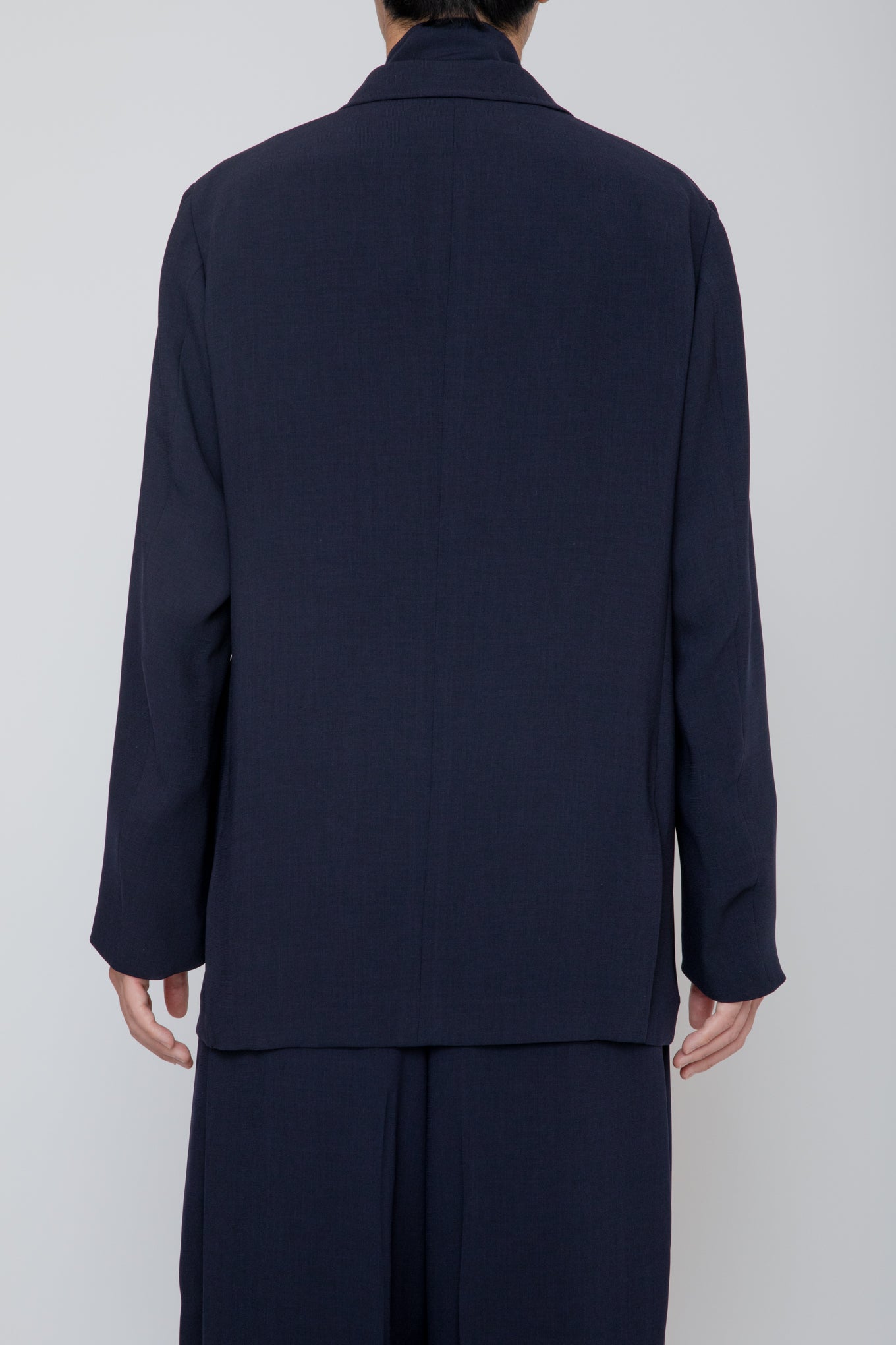 MELANGE TWILL DOUBLE BREASTED JACKET / NAVY