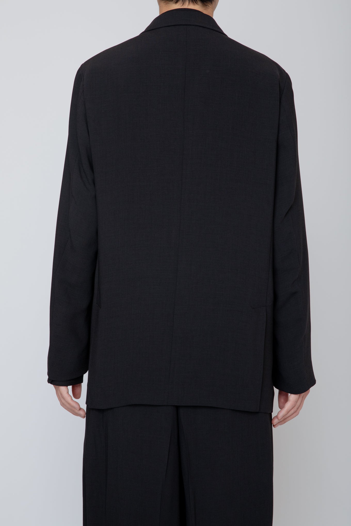 MELANGE TWILL DOUBLE BREASTED JACKET / BLACK