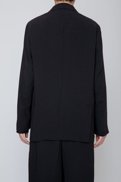 MELANGE TWILL DOUBLE BREASTED JACKET / BLACK