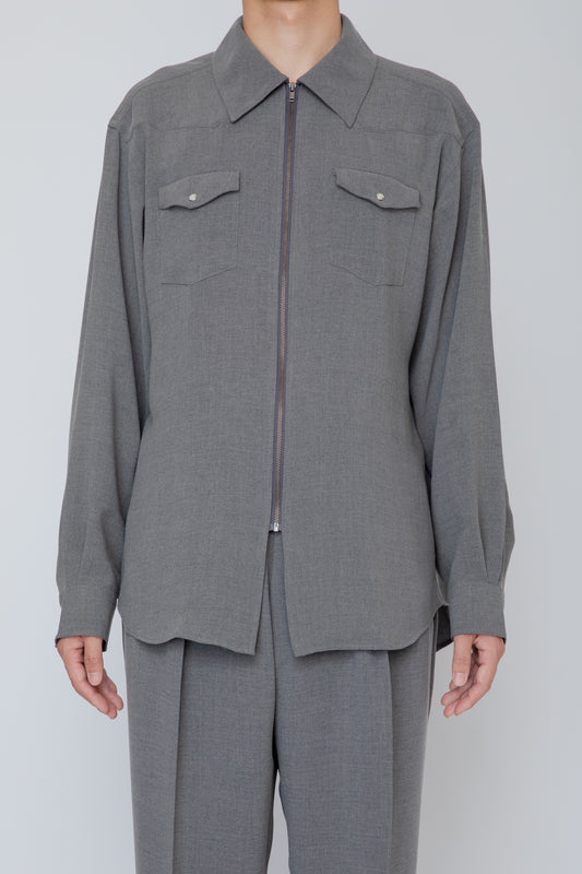 MELANGE TWILL WESTERN SHIRT / TOP GRAY