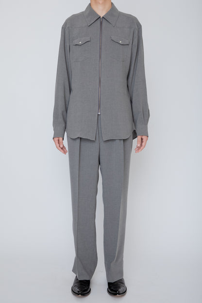 MELANGE TWILL WESTERN SHIRT / TOP GRAY