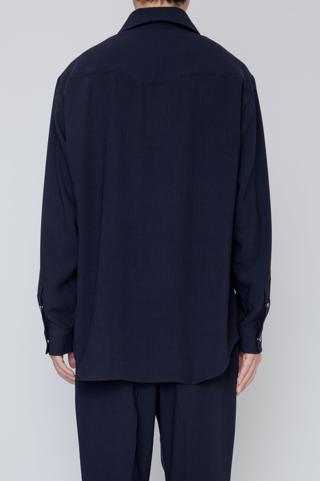 MELANGE TWILL WESTERN SHIRT / NAVY