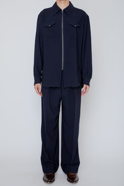 MELANGE TWILL WESTERN SHIRT / NAVY