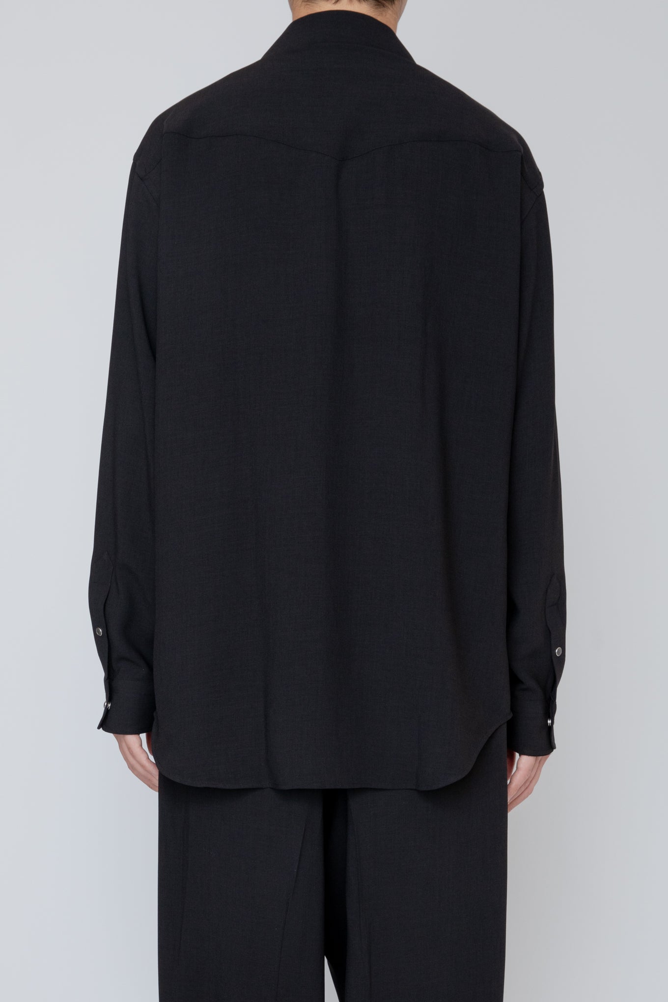 MELANGE TWILL WESTERN SHIRT / BLACK