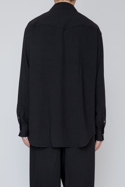 MELANGE TWILL WESTERN SHIRT / BLACK