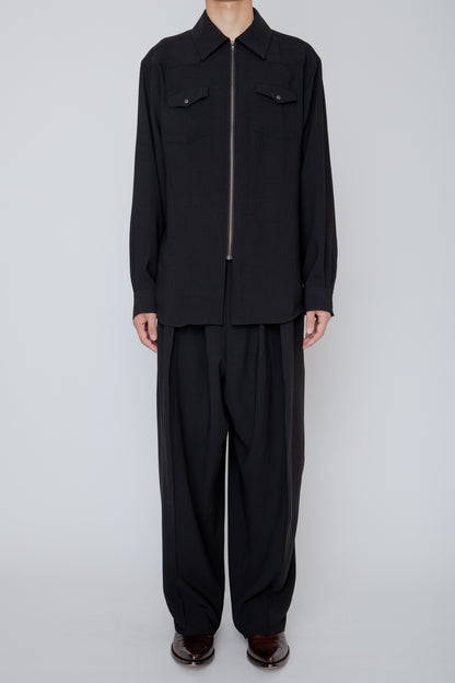 MELANGE TWILL WESTERN SHIRT / BLACK