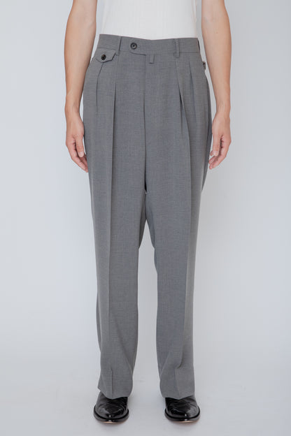 MELANGE TWILL WIDE TROUSERS / TOP GRAY