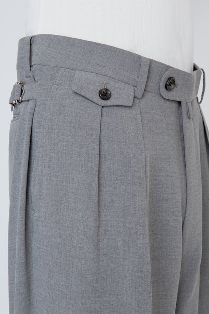 MELANGE TWILL WIDE TROUSERS / TOP GRAY
