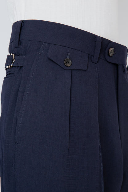 MELANGE TWILL WIDE TROUSERS / NAVY