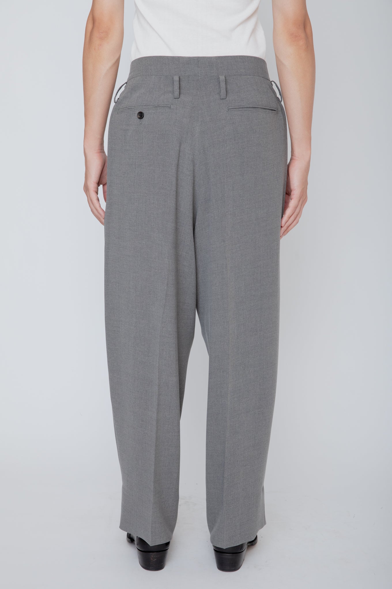 MELANGE TWILL 3-PLEATED TROUSERS / TOP GRAY