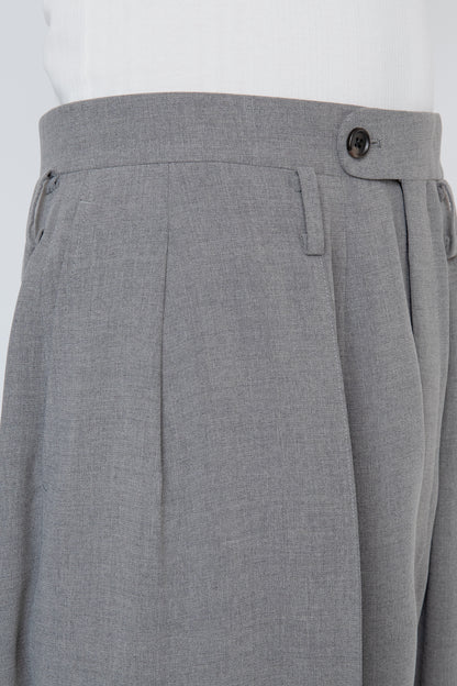 MELANGE TWILL 3-PLEATED TROUSERS / TOP GRAY