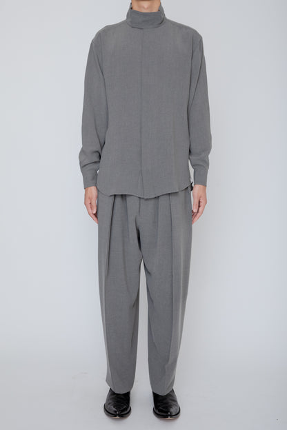MELANGE TWILL 3-PLEATED TROUSERS / TOP GRAY