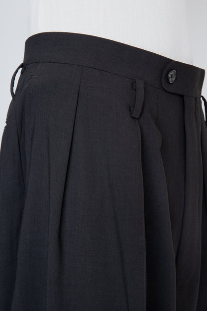 MELANGE TWILL 3-PLEATED TROUSERS / BLACK