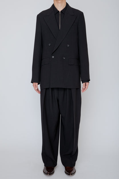 MELANGE TWILL 3-PLEATED TROUSERS / BLACK
