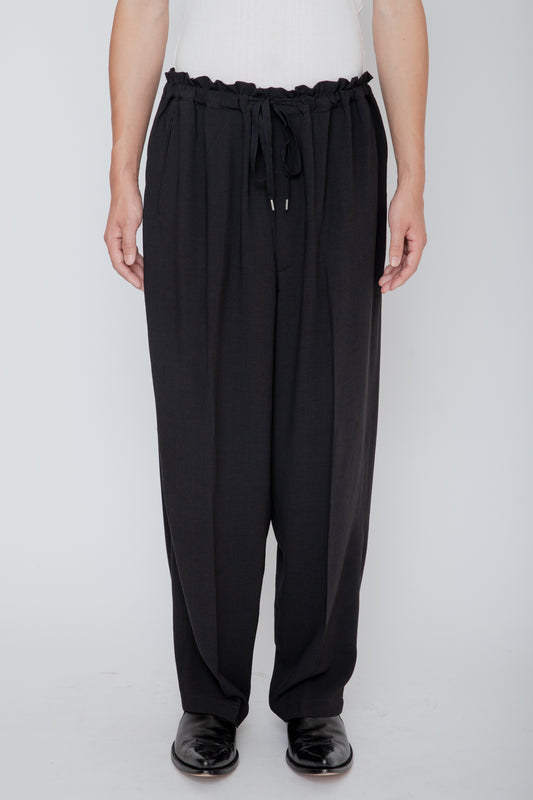 MELANGE TWILL DOUGI PANTS / BLACK