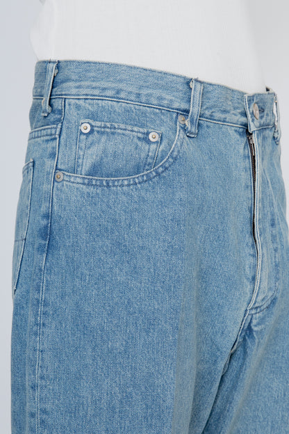 DENIM SEMI FLARED TROUSERS / LIGHT INDIGO