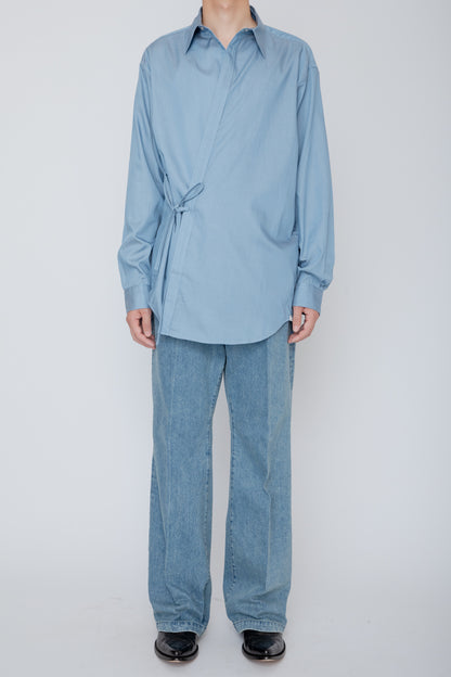 DENIM SEMI FLARED TROUSERS / LIGHT INDIGO