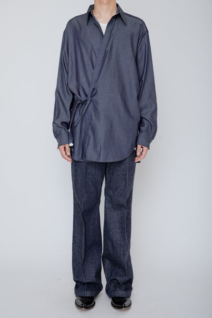 DENIM SEMI FLARED TROUSERS / INDIGO