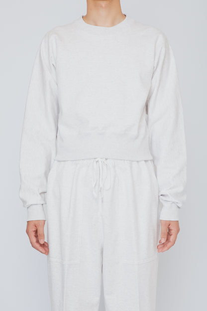 ONE-SIDE KIMONO SLEEVE SWEATSHIRT_TIGHT FIT /  HEATHER WHITE